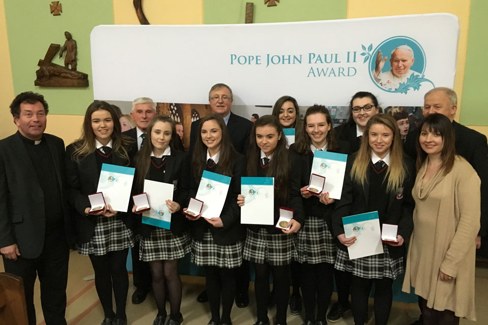 Achonry Pope John Paul II Award receipients from St Attracta's, Tubbercurry