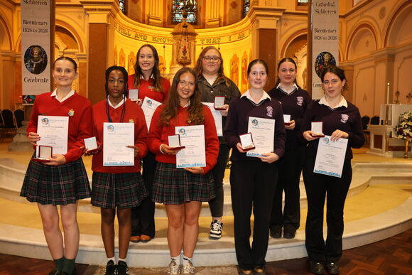 Gold Pope John Paul II Award recipients from schools across the Diocese of Cork and Ross following a special award presentation Mass.