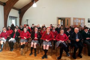 Award participants with Bishop Kelly